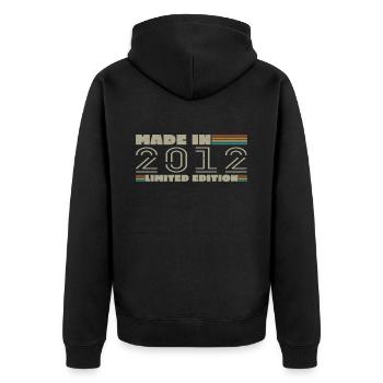 Vintage 2012 2012 Birthday Gift Born in 2012 - Unisex Premium Organic Zip Hoodie - black - Back - Nico (187cm)