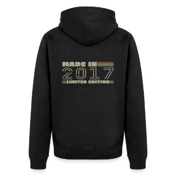 Jahrgang 2017 2017 Geburtstagsgeschenk Jahrgang 2017 - Unisex Premium Bio Zip Hoodie - Schwarz - Hinten - Nico (187cm)