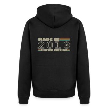 Vintage 2013 2013 Birthday Gift Born in 2013 - Unisex Premium Organic Zip Hoodie - black - Back - Nico (187cm)