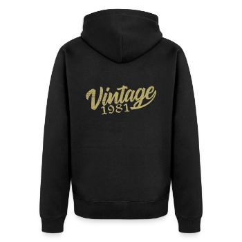 1981 Vintage 1981 Cadeau D'anniversaire 1981 Rétro - Veste à capuche bio Premium Unisexe - noir - Dos - Nico (187cm)