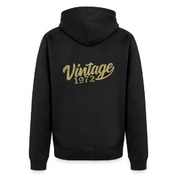1972 Jahrgang 1972 Retro 1972 Geburtstagsgeschenk - Unisex Premium Bio Zip Hoodie - Schwarz - Hinten - Nico (187cm)