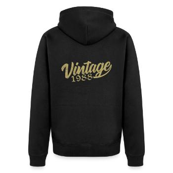 1988 Vintage 1988 Retro 1988 Geburtstagsgeschenk - Unisex Premium Bio Zip Hoodie - Schwarz - Hinten - Nico (187cm)