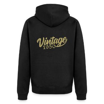 1950 Vintage 1950er Retro 1950er Jahre Geburtstagsgeschenk - Unisex Premium Bio Zip Hoodie - Schwarz - Hinten - Nico (187cm)