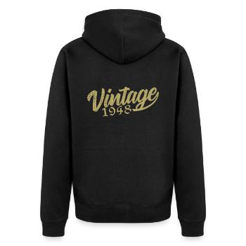 1948 Jahrgang 1948 Retro 1948 Geburtstagsgeschenk - Unisex Premium Bio Zip Hoodie - Schwarz - Hinten - Nico (187cm)