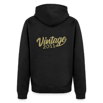 2011 Jahrgang 2011 Retro 2011 Geburtstagsgeschenk - Unisex Premium Bio Zip Hoodie - Schwarz - Hinten - Nico (187cm)