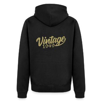 1949 Vintage 1949 Cadeau D'anniversaire 1949 Rétro - Veste à capuche bio Premium Unisexe - noir - Dos - Nico (187cm)