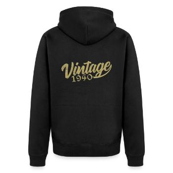 1940er Jahre Vintage 1940er Retro 1940er Jahre Geburtstagsgeschenk - Unisex Premium Bio Zip Hoodie - Schwarz - Hinten - Nico (187cm)