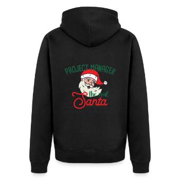 Project Manager xmas the real Santa Weihnachten - Unisex Premium Bio Zip Hoodie - Schwarz - Hinten - Nico (187cm)