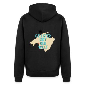 Malle Geilster Ort Der Welt Party Palme schwarz - Unisex Premium Bio Zip Hoodie - Schwarz - Hinten - Nico (187cm)