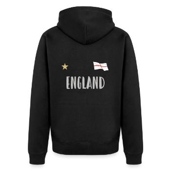 England Fußball Trikot Englische Flagge - Unisex Premium Bio Zip Hoodie - Schwarz - Hinten - Nico (187cm)