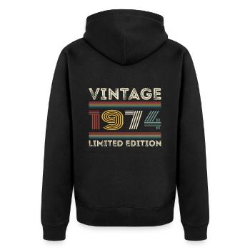 1974 Anniversaire 1974 Retro 1974 Cadeau 1974 - Veste à capuche bio Premium Unisexe - noir - Dos - Nico (187cm)