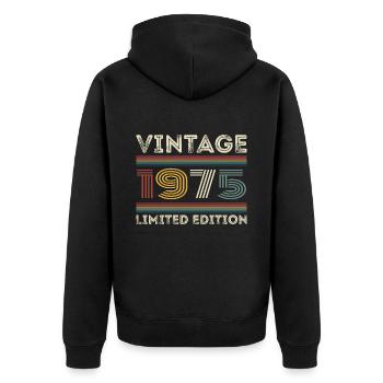 1975 Geburtstag 1975 Retro 1975 Geschenk 1975 - Unisex Premium Bio Zip Hoodie - Schwarz - Hinten - Nico (187cm)