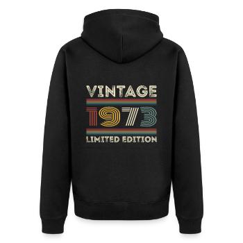 1973 Geburtstag 1973 Retro 1973 Geschenk 1973 - Unisex Premium Bio Zip Hoodie - Schwarz - Hinten - Nico (187cm)