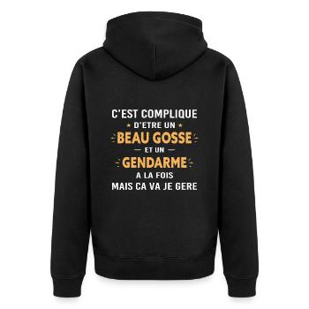 Beaugosse Gendarme Cadeau gendarme - Veste à capuche bio Premium Unisexe - noir - Dos - Nico (187cm)