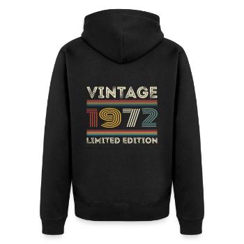 1972 Geburtstag 1972 Retro 1972 Geschenk 1972 - Unisex Premium Bio Zip Hoodie - Schwarz - Hinten - Nico (187cm)