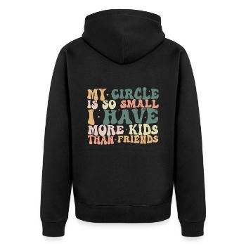 Mein Kreis ist so klein, dass ich mehr Kinder als Freunde habe - Unisex Premium Bio Zip Hoodie - Schwarz - Hinten - Nico (187cm)