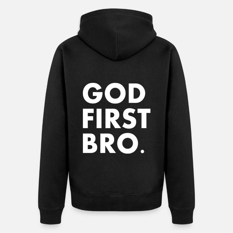 God first bro - Unisex Premium Bio Zip Hoodie - Schwarz