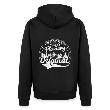 February 1981 birthday present February 1981 - Unisex Premium Organic Zip Hoodie - black - Back - Nico (187cm)