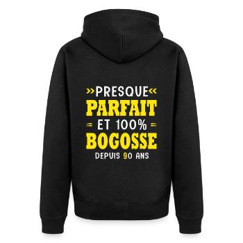 90 ans Parfait bogosse 90 ans anniversaire - Veste à capuche bio Premium Unisexe - noir - Dos - Nico (187cm)
