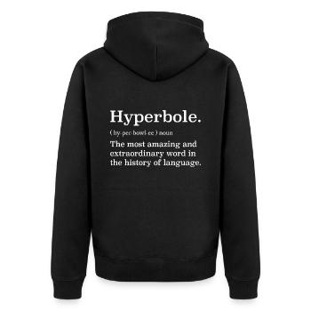 Hyperbole definition - Veste à capuche bio Premium Unisexe - noir - Dos - Nico (187cm)