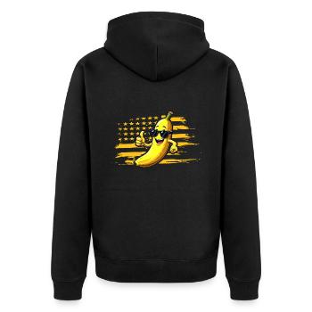 Graphic Bananas Proud Retro USA Flag Bananas Lover - Veste à capuche bio Premium Unisexe - noir - Dos - Nico (187cm)