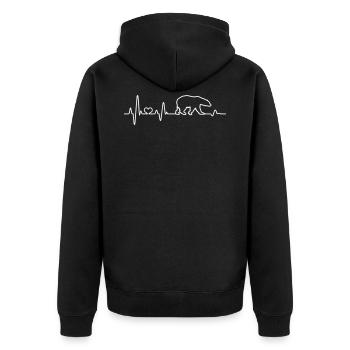 Polar Bear Heartbeat Bear ECG Love Bear Pulse - Unisex Premium Organic Zip Hoodie - black - Back - Nico (187cm)