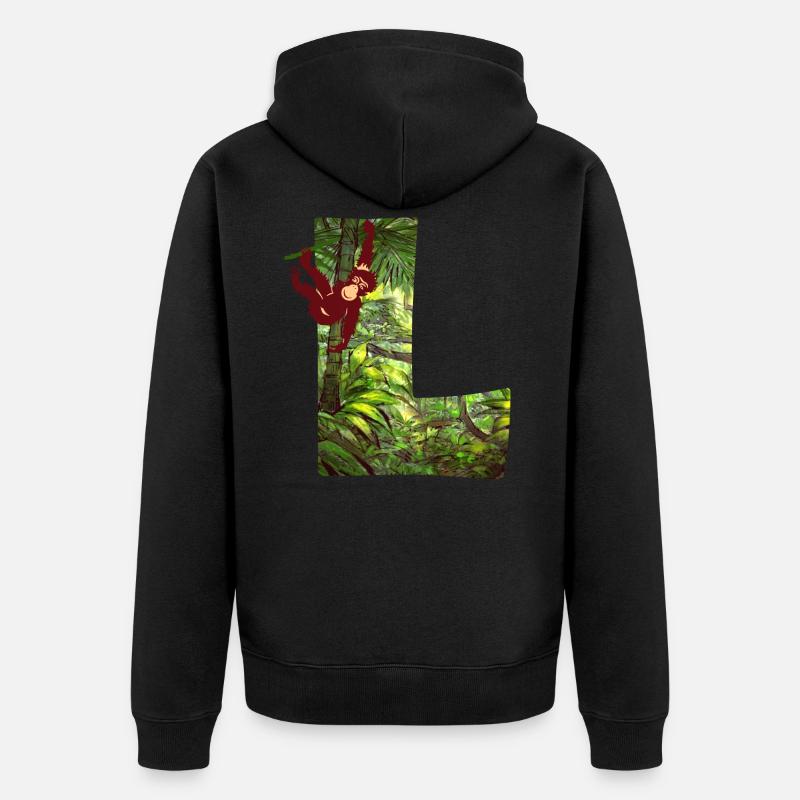 dschungel mit affe l - Unisex Premium Bio Zip Hoodie - Schwarz