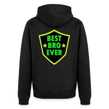 Best bro ever (Wappen, Sterne) - Unisex Premium Bio Zip Hoodie - Schwarz - Hinten - Nico (187cm)