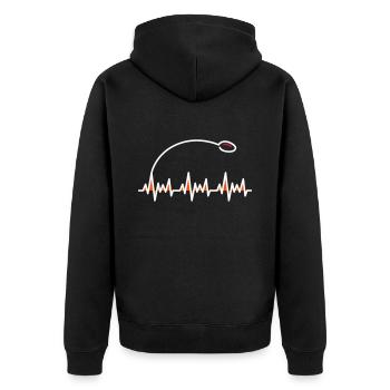 Herzschlag American Football im Hailmary Design - Unisex Premium Bio Zip Hoodie - Schwarz - Hinten - Nico (187cm)