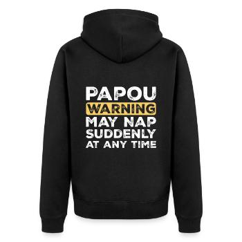 Funny Papou Grandpa On Father's Day Gift - Unisex Premium Organic Zip Hoodie - black - Back - Nico (187cm)