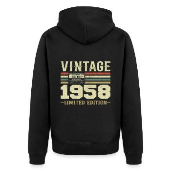 Vintage 1958 Retro 1958 Birthday Gift - Unisex Premium Organic Zip Hoodie - black - Back - Nico (187cm)