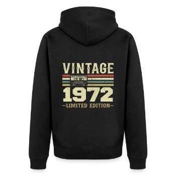 Vintage 1972 Rétro Cadeau D’anniversaire 1972 - Veste à capuche bio Premium Unisexe - noir - Dos - Nico (187cm)