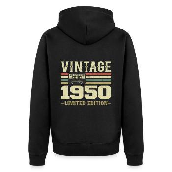 Vintage 1950er Jahre Retro 1950er Jahre Geburtstagsgeschenk - Unisex Premium Bio Zip Hoodie - Schwarz - Hinten - Nico (187cm)