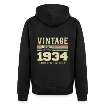 Vintage 1934 Rétro Cadeau D’anniversaire 1934 - Veste à capuche bio Premium Unisexe - noir - Dos - Nico (187cm)