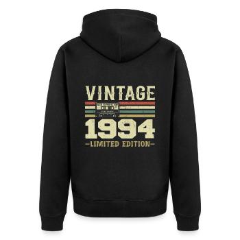Vintage 1994 Retro 1994 Birthday Gift - Unisex Premium Organic Zip Hoodie - black - Back - Nico (187cm)