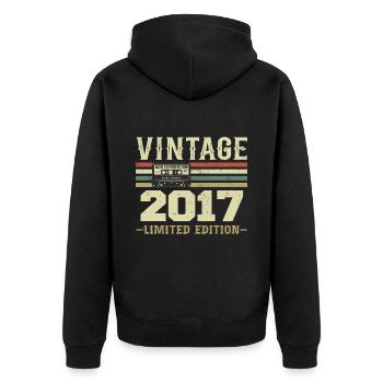 Vintage 2017 Retro Birthday Gift 2017 - Unisex Premium Organic Zip Hoodie - black - Back - Nico (187cm)