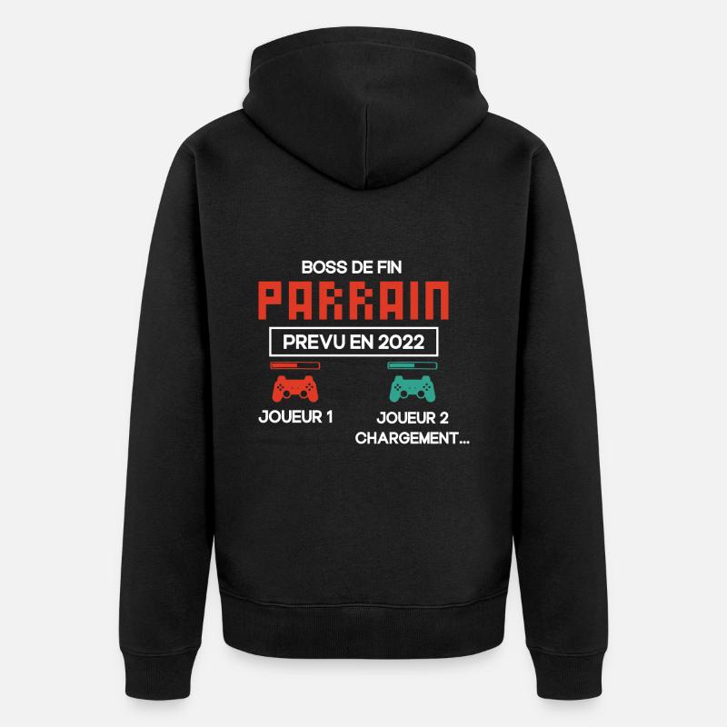 Annonce Grossesse Demande Parrain Originale Geek - Veste à capuche bio Premium Unisexe - noir