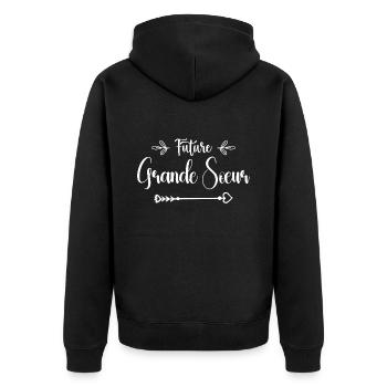 future grande sœur cadeau naissance grande soeur - Veste à capuche bio Premium Unisexe - noir - Dos - Nico (187cm)
