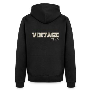 Jahrgang 1973 Original 1973 Retro 1973 Geschenk 1973 - Unisex Premium Bio Zip Hoodie - Schwarz - Hinten - Nico (187cm)
