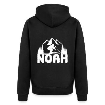 Ski skier First name Noah Name Skis Winter sports - Unisex Premium Organic Zip Hoodie - black - Back - Nico (187cm)