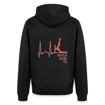 Yoga Herzschlag Bauch Weine Po Frauen - Unisex Premium Bio Zip Hoodie - Schwarz - Hinten - Nico (187cm)