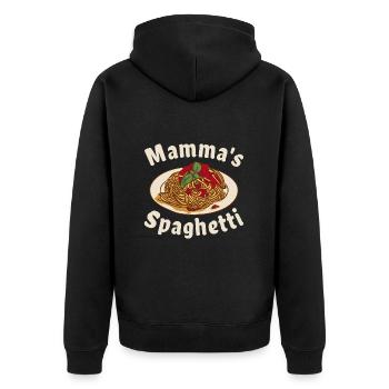 Mamma's Spaghetti - Unisex Premium Bio Zip Hoodie - Schwarz - Hinten - Nico (187cm)
