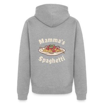 Mamma's Spaghetti - Unisex Premium Bio Zip Hoodie - Grau meliert - Hinten - Nico (187cm)