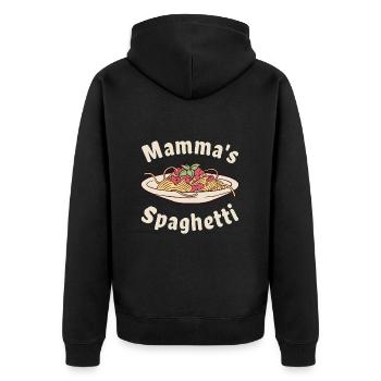 Mamma's Spaghetti - Unisex Premium Bio Zip Hoodie - Schwarz - Hinten - Nico (187cm)