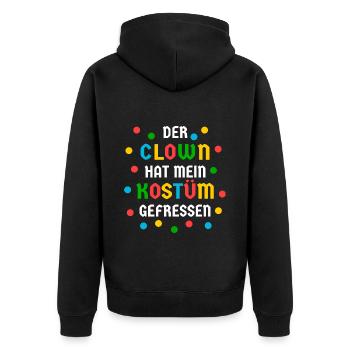 Clown Kostüm gefressen lustige Sprüche Karneval - Unisex Premium Bio Zip Hoodie - Schwarz - Hinten - Nico (187cm)
