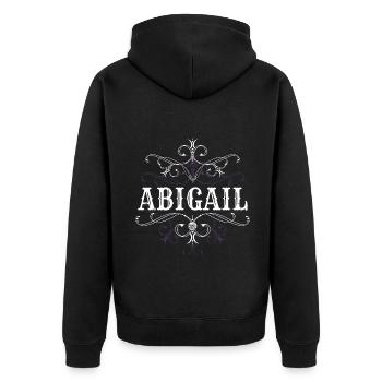 Abigail Name Vorname Personalisiert - Unisex Premium Bio Zip Hoodie - Schwarz - Hinten - Nico (187cm)