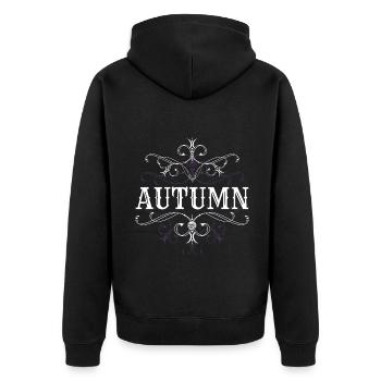 Autumn Name Vorname Personalisiert Herbst - Unisex Premium Bio Zip Hoodie - Schwarz - Hinten - Nico (187cm)