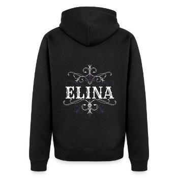 Elina Name Vorname Personalisiert - Unisex Premium Bio Zip Hoodie - Schwarz - Hinten - Nico (187cm)