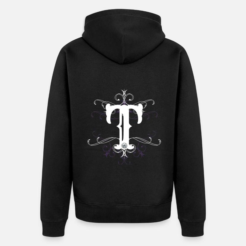 Lettre T, point t) - Veste à capuche bio Premium Unisexe - noir