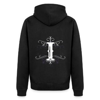 Buchstabe I Buchstabe-i - Unisex Premium Bio Zip Hoodie - Schwarz - Hinten - Nico (187cm)